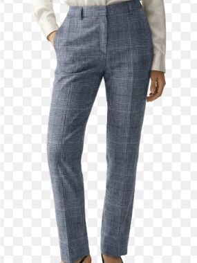 LOFT Women Blue Plaid Cropped Trousers Size 2